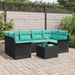 Tuin Sofa Set 7 st Zwart en Turquoise poly rattan
