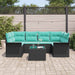 Tuin Sofa Set 7 st Zwart en Turquoise poly rattan