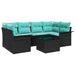Tuin Sofa Set 7 st Zwart en Turquoise poly rattan