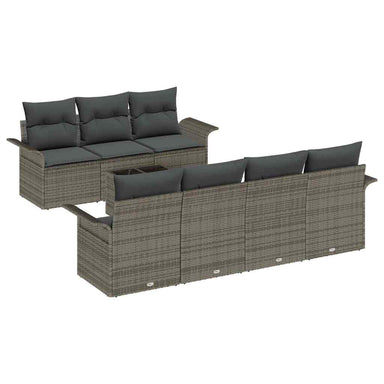 Tuinbankenset 8 st 7-Aantal zitplaatsen Grijs poly rattan