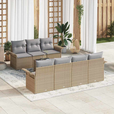 Tuinbankenset 8 st 7-Aantal zitplaatsen Beige en Grijs
