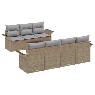 Tuinbankenset 8 st 7-Aantal zitplaatsen Beige en Grijs