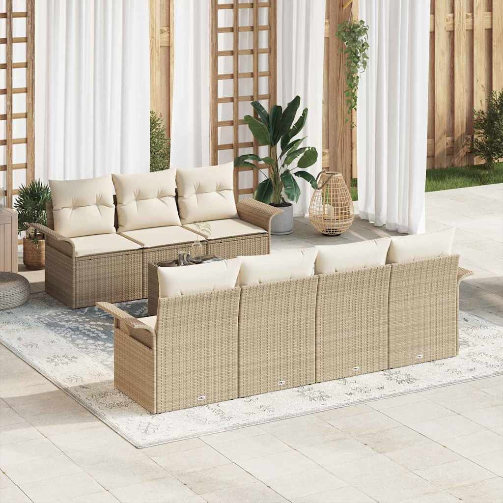 Tuinbankenset 8 st 7-Aantal zitplaatsen Beige en Crème