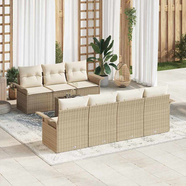 Tuinbankenset 8 st 7-Aantal zitplaatsen Beige en Crème