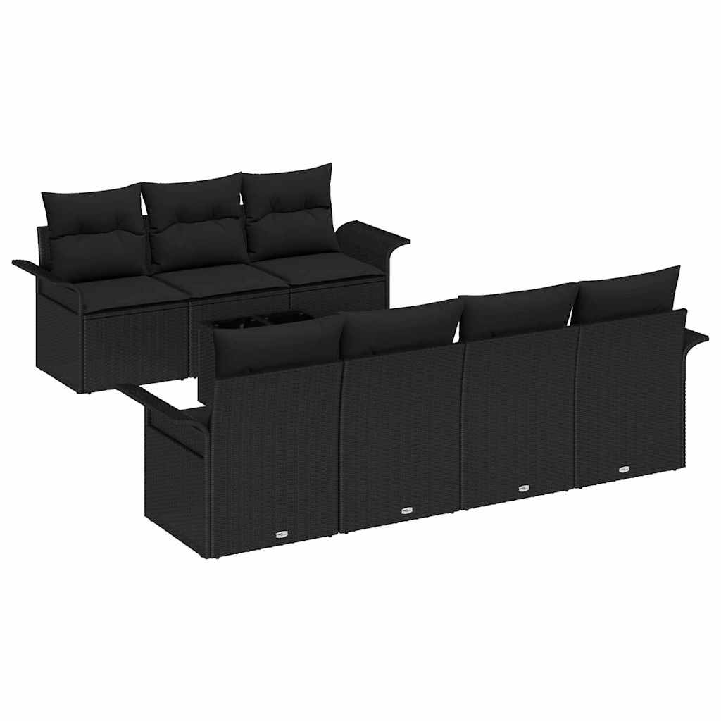 Tuinbankenset 8 st 7-Aantal zitplaatsen Zwart poly rattan