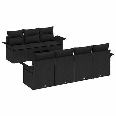 Tuinbankenset 8 st 7-Aantal zitplaatsen Zwart poly rattan