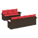 Tuin Sofa Set 8 st Beige en Rood poly rattan