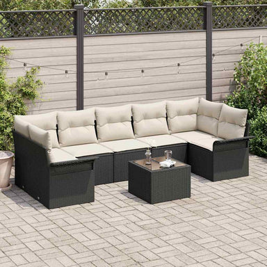 Tuin Sofa Set 8 st Zwart en Crème poly rattan