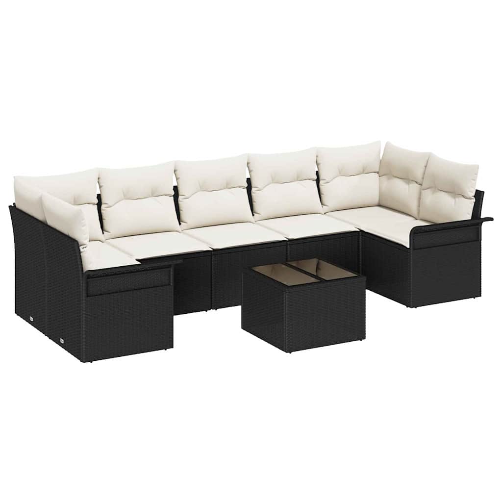 Tuin Sofa Set 8 st Zwart en Crème poly rattan