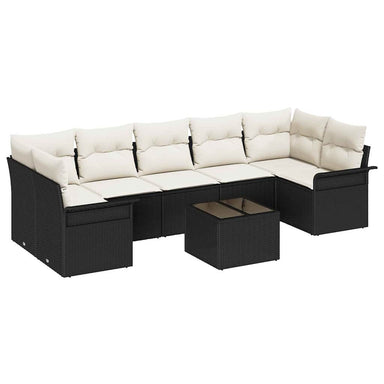 Tuin Sofa Set 8 st Zwart en Crème poly rattan