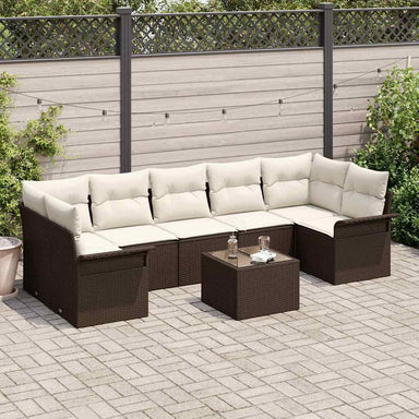 Tuin Sofa Set 8 st Bruin en Crème poly rattan