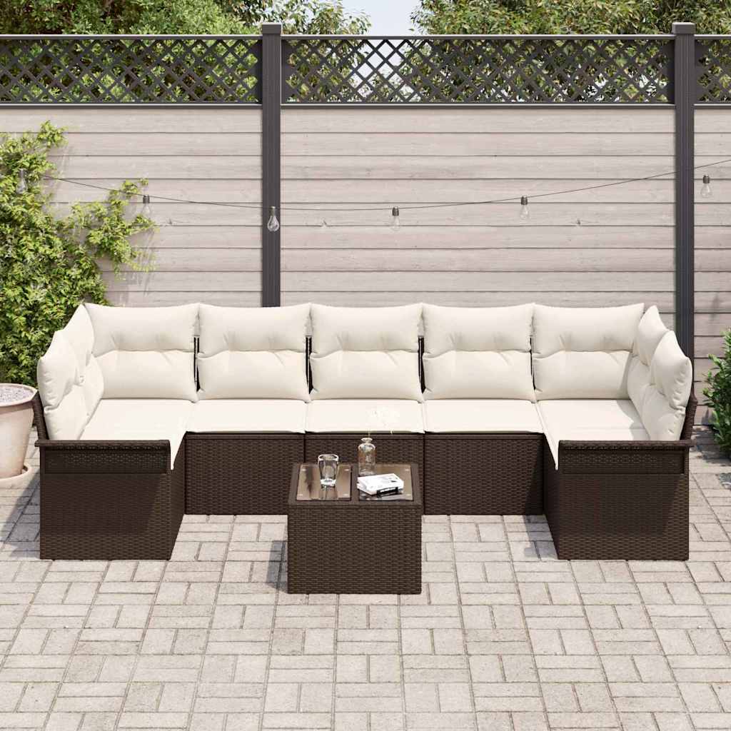 Tuin Sofa Set 8 st Bruin en Crème poly rattan