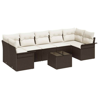 Tuin Sofa Set 8 st Bruin en Crème poly rattan