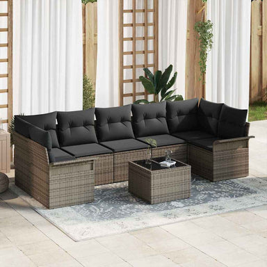 Tuin Sofa Set 8 st Grijs poly rattan