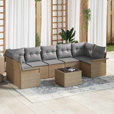 Tuin Sofa Set 8 st Beige en Grijs poly rattan