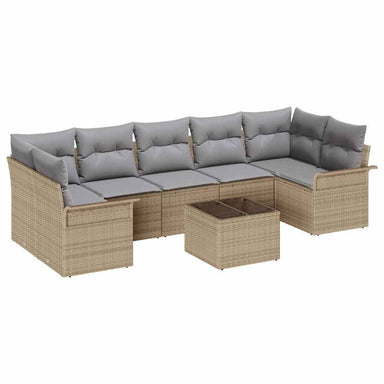 Tuin Sofa Set 8 st Beige en Grijs poly rattan