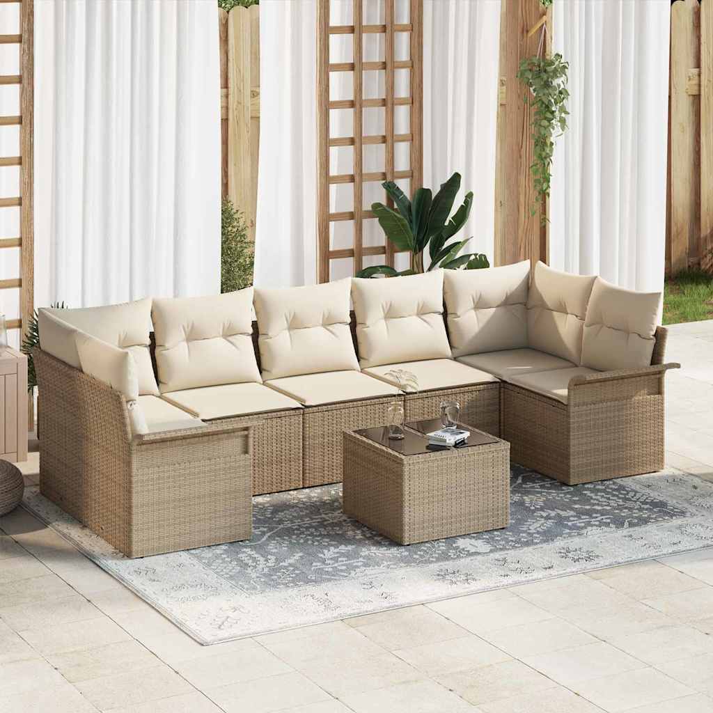 Tuin Sofa Set 8 st Beige en Crème poly rattan