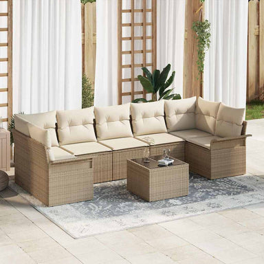 Tuin Sofa Set 8 st Beige en Crème poly rattan