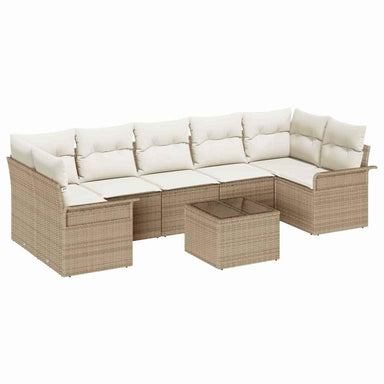 Tuin Sofa Set 8 st Beige en Crème poly rattan