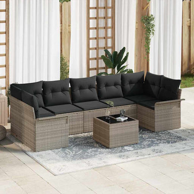 Tuin Sofa Set 8 st Licht Grijs en Donker Grijs poly rattan