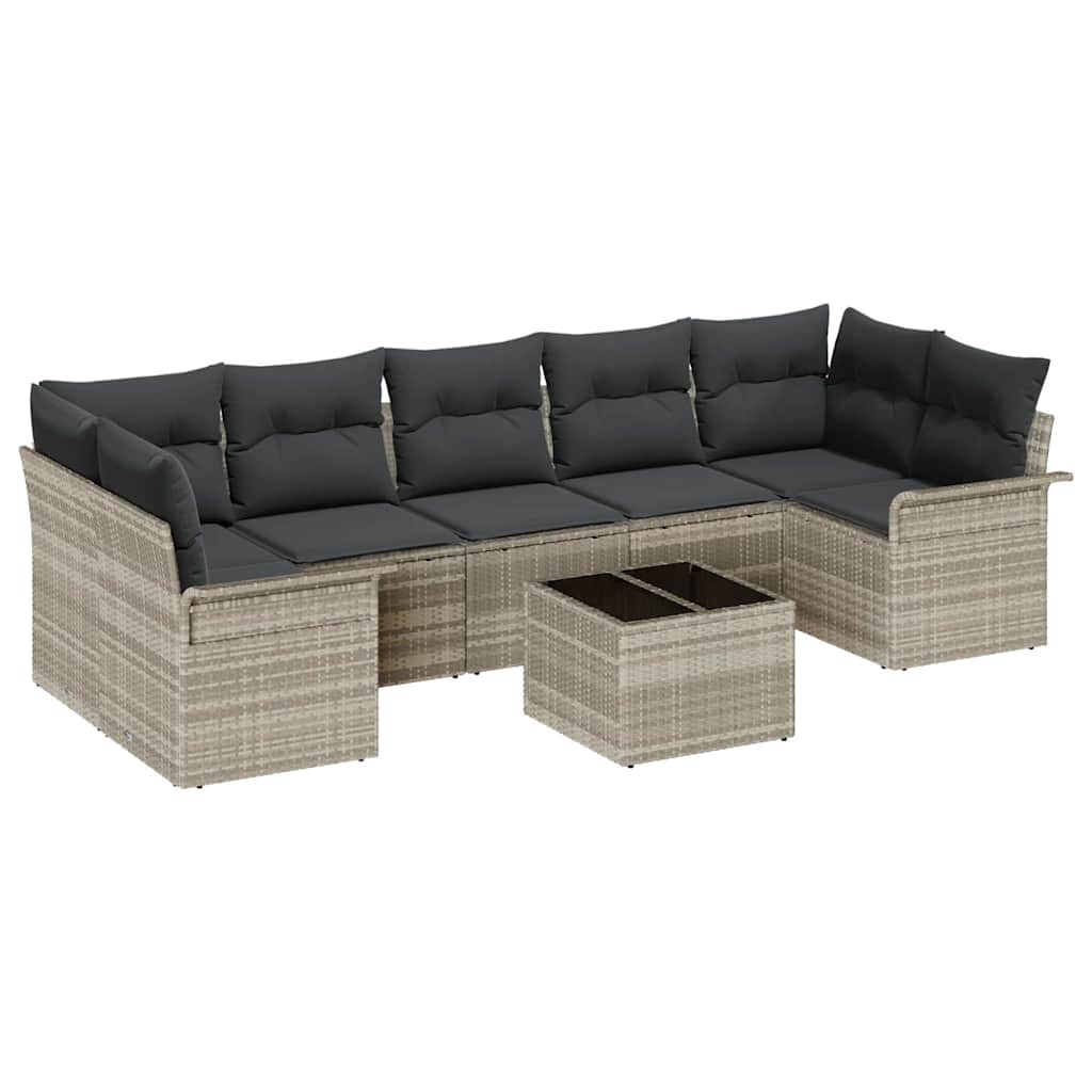 Tuin Sofa Set 8 st Licht Grijs en Donker Grijs poly rattan