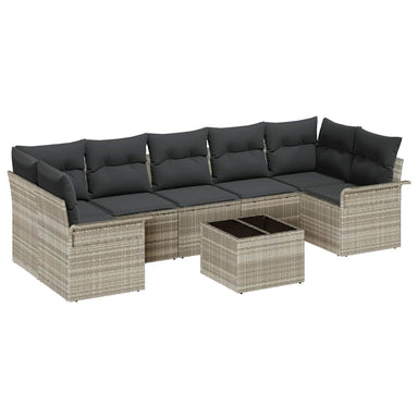 Tuin Sofa Set 8 st Licht Grijs en Donker Grijs poly rattan