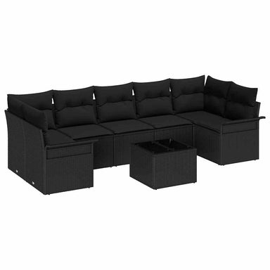 Tuin Sofa Set 8 st Zwart poly rattan