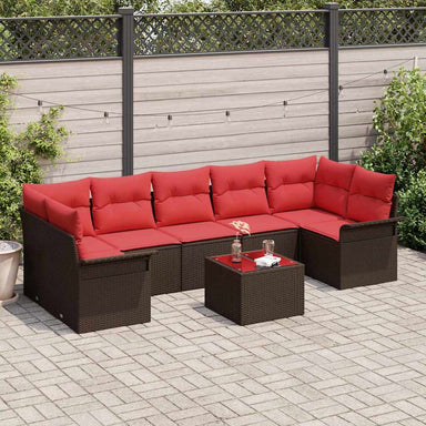 Tuin Sofa Set 8 st Beige en Rood poly rattan