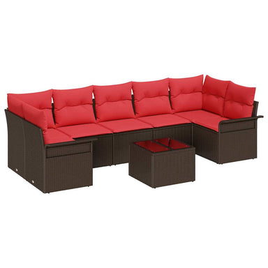 Tuin Sofa Set 8 st Beige en Rood poly rattan