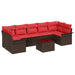 Tuin Sofa Set 8 st Beige en Rood poly rattan