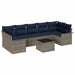 Tuin Sofa Set 8 st Grijs en Marineblauw poly rattan