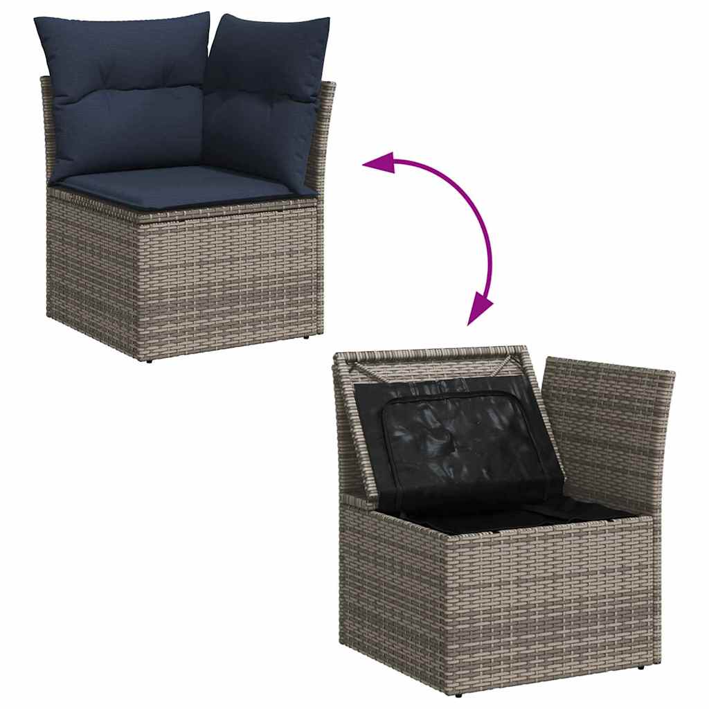 Tuin Sofa Set 8 st Grijs en Marineblauw poly rattan