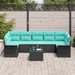 Tuin Sofa Set 8 st Zwart en Turquoise poly rattan