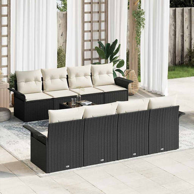 Tuin Sofa Set 9 st 8-Aantal zitplaatsen Zwart en Crème