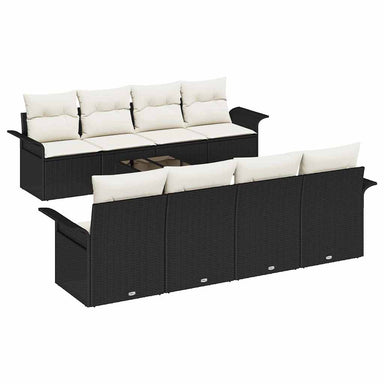 Tuin Sofa Set 9 st 8-Aantal zitplaatsen Zwart en Crème
