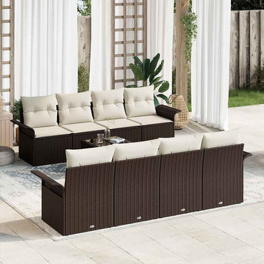 Tuin Sofa Set 9 st 8-Aantal zitplaatsen Bruin en Crème