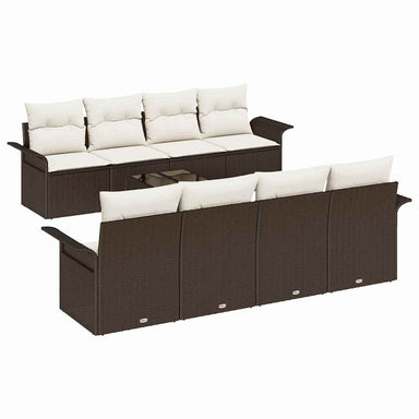 Tuin Sofa Set 9 st 8-Aantal zitplaatsen Bruin en Crème