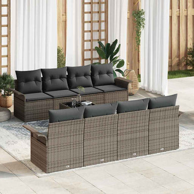 Tuin Sofa Set 9 st 8-Aantal zitplaatsen Grijs poly rattan