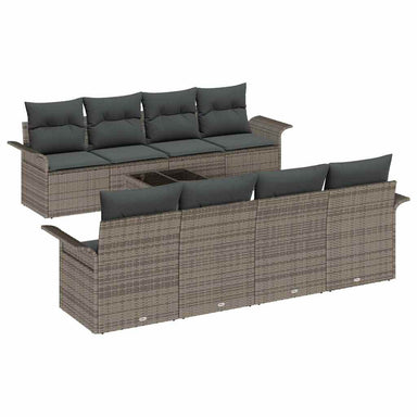 Tuin Sofa Set 9 st 8-Aantal zitplaatsen Grijs poly rattan