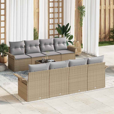 Tuin Sofa Set 9 st 8-Aantal zitplaatsen Beige en Grijs