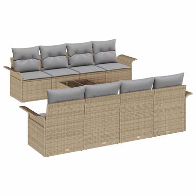Tuin Sofa Set 9 st 8-Aantal zitplaatsen Beige en Grijs