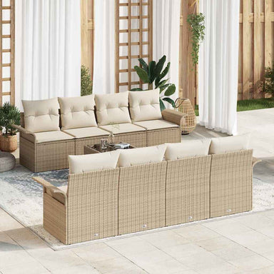 Tuin Sofa Set 9 st 8-Aantal zitplaatsen Beige en Crème