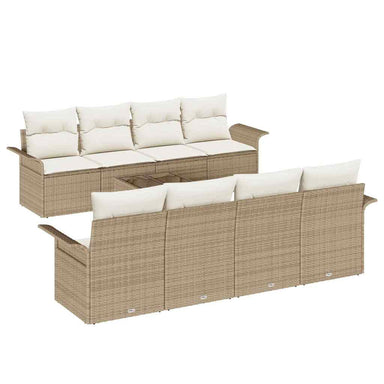 Tuin Sofa Set 9 st 8-Aantal zitplaatsen Beige en Crème