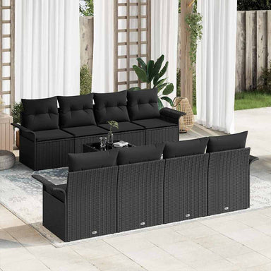 Tuin Sofa Set 9 st 8-Aantal zitplaatsen Zwart poly rattan