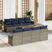 Tuin Sofa Set 9 st Grijs en Marineblauw poly rattan
