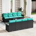 Tuin Sofa Set 9 st Zwart en Turquoise poly rattan