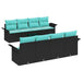 Tuin Sofa Set 9 st Zwart en Turquoise poly rattan