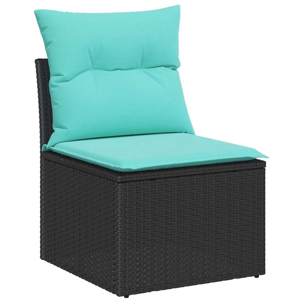 Tuin Sofa Set 9 st Zwart en Turquoise poly rattan