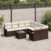Tuinbankenset 9 st Bruin en Crème poly rattan