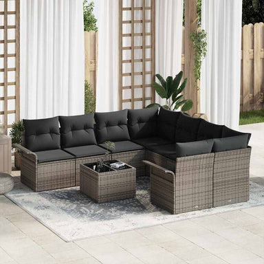 Tuinbankenset 9 st Grijs poly rattan